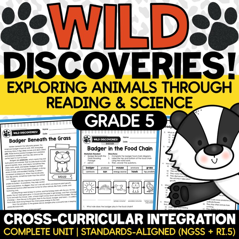 5th Grade Science Animal Ecosystems, Animal Food Webs, Matter and Energy Flow | NGSS + RI.5 Aligned