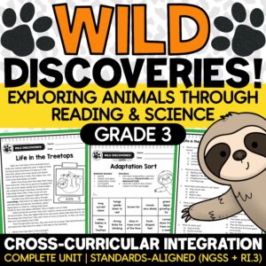3rd Grade Science Animal Adaptations and Habitats, Animal Life Cycles and Traits | NGSS + RI.3 Aligned