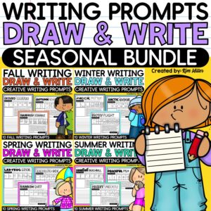 3rd 4th 5th Grade Creative Narrative Writing Prompts Directed Drawing Bundle