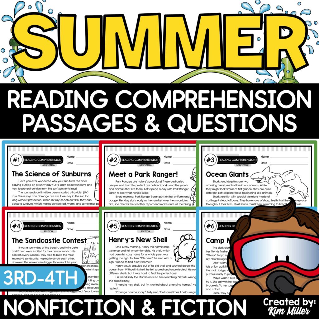 Summer Reading Comprehension Passages for 3rd-4th