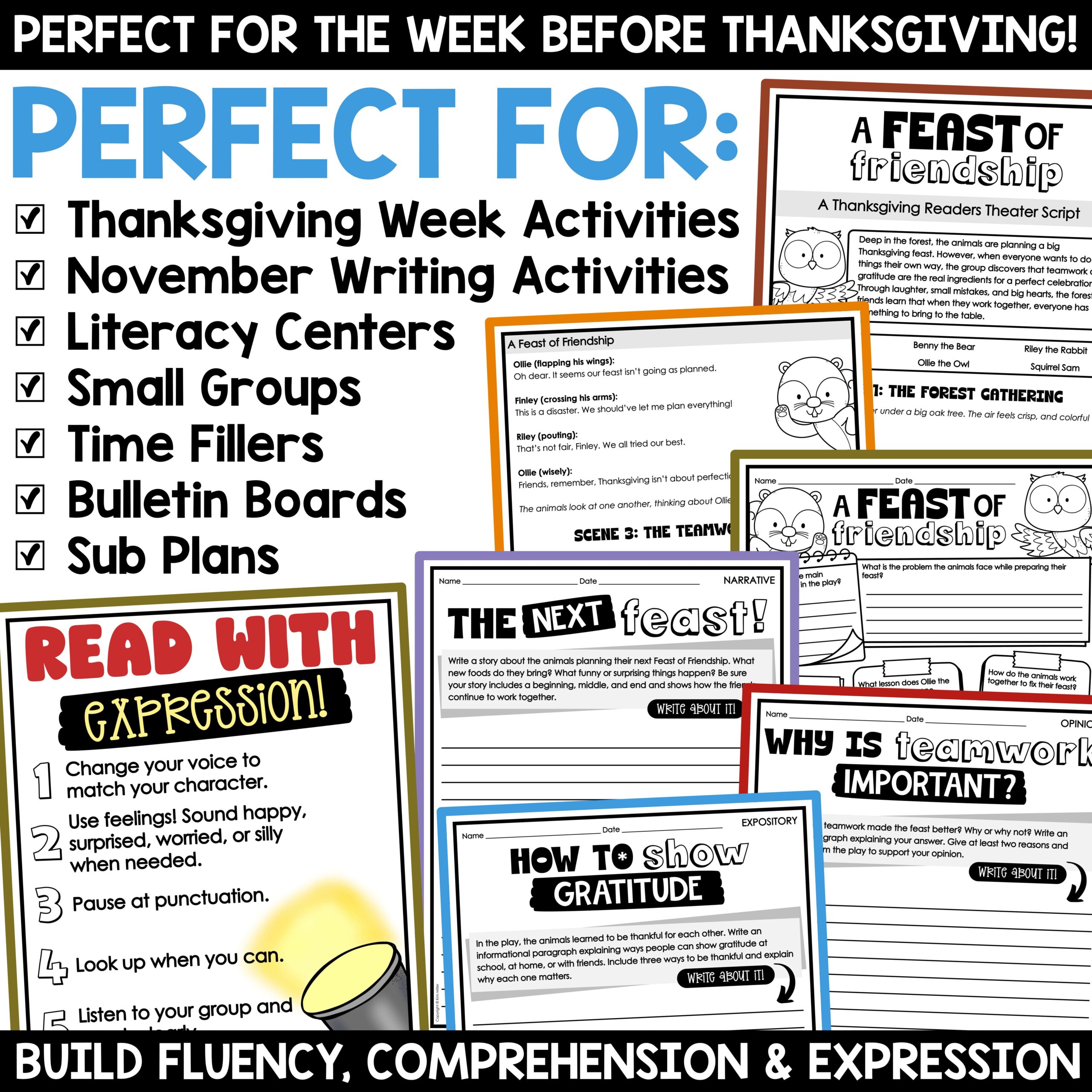 Thanksgiving Readers Theater & Writing Prompts | Thanksgiving Reading Activities - Image 3