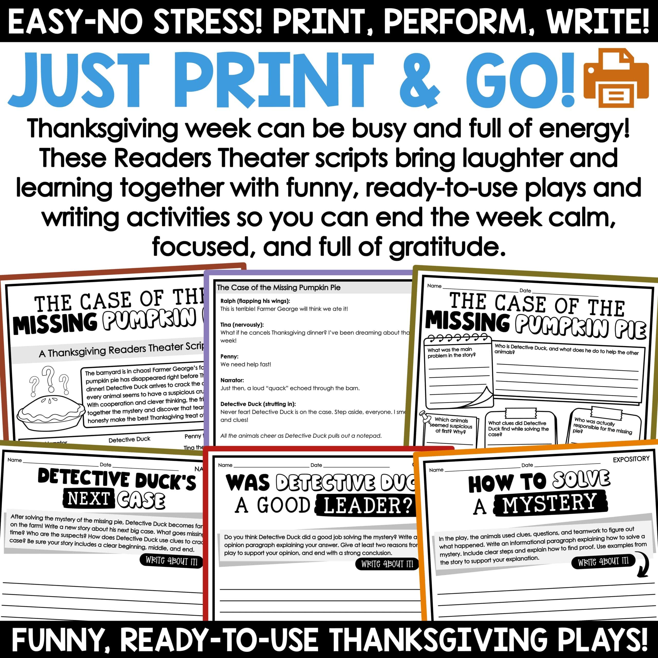 Thanksgiving Readers Theater & Writing Prompts | Thanksgiving Reading Activities - Image 4
