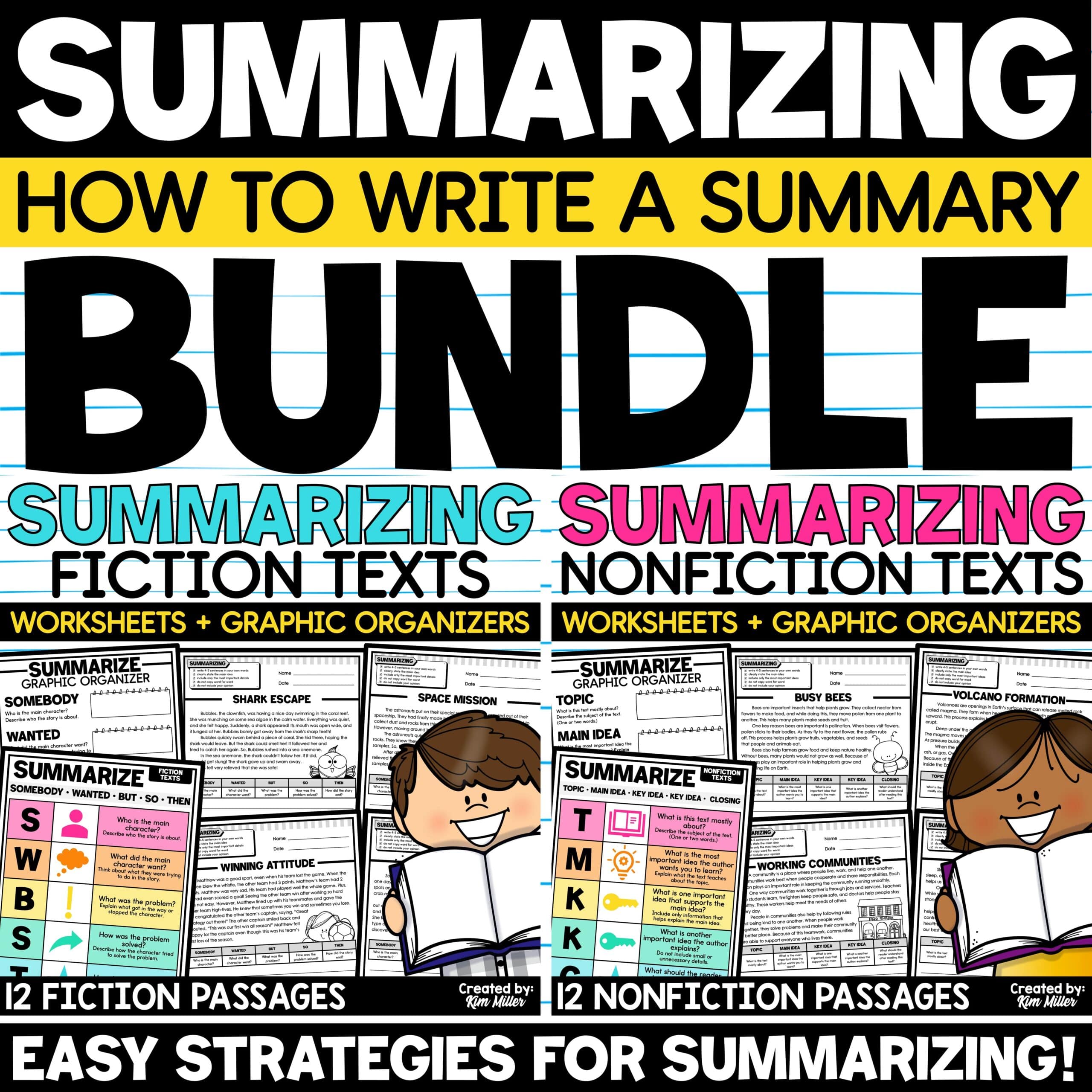 Summarizing Worksheets Nonfiction Fiction Summary Graphic Organizers BUNDLE