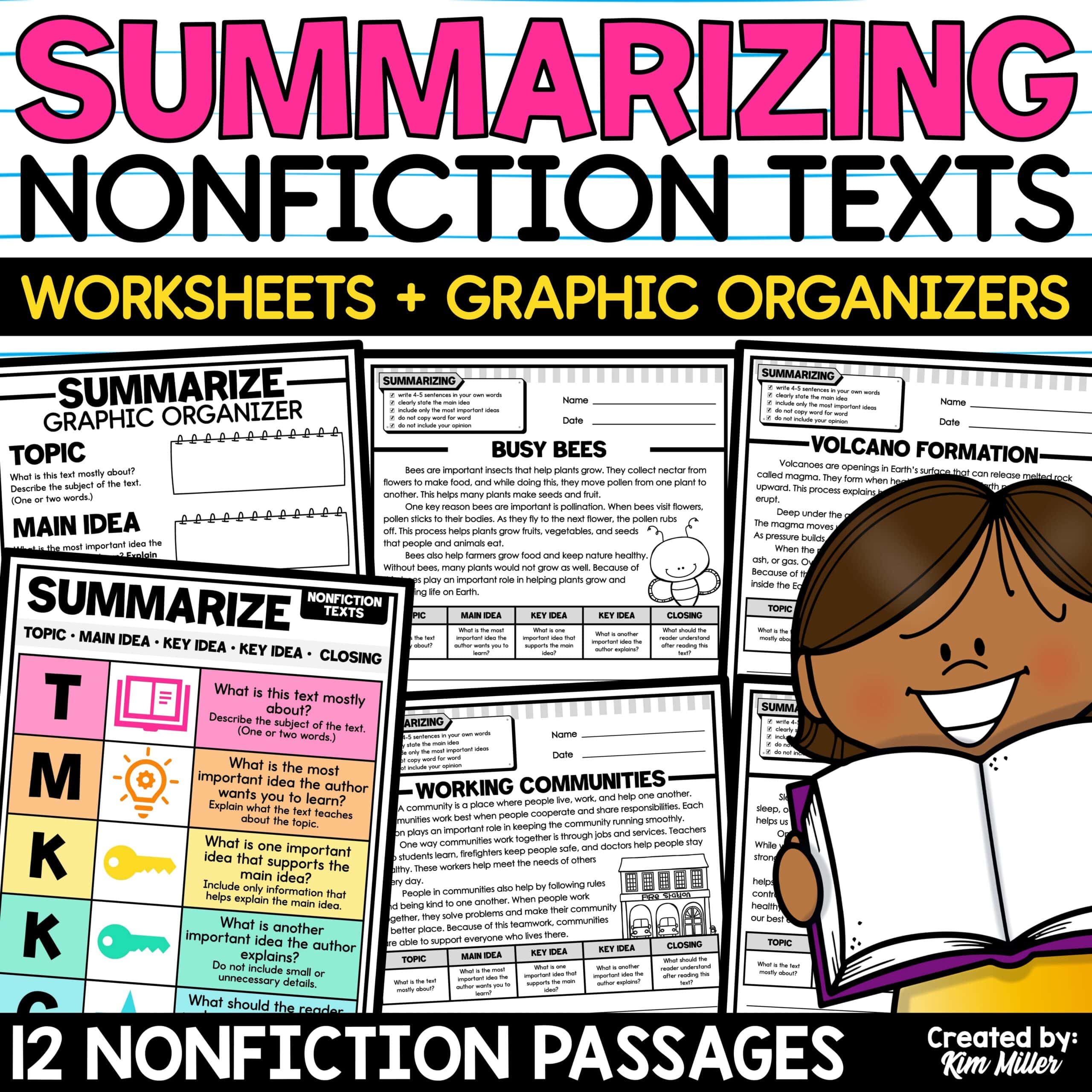 Summarizing Worksheets Nonfiction Passages Summary Writing Graphic Organizer