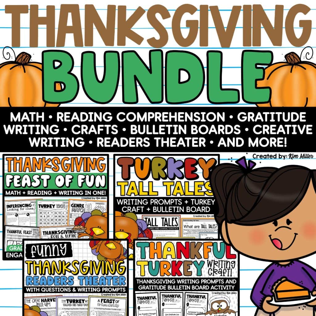 Thanksgiving Activities Math, Reading Comprehension, Writing, Crafts BUNDLE
