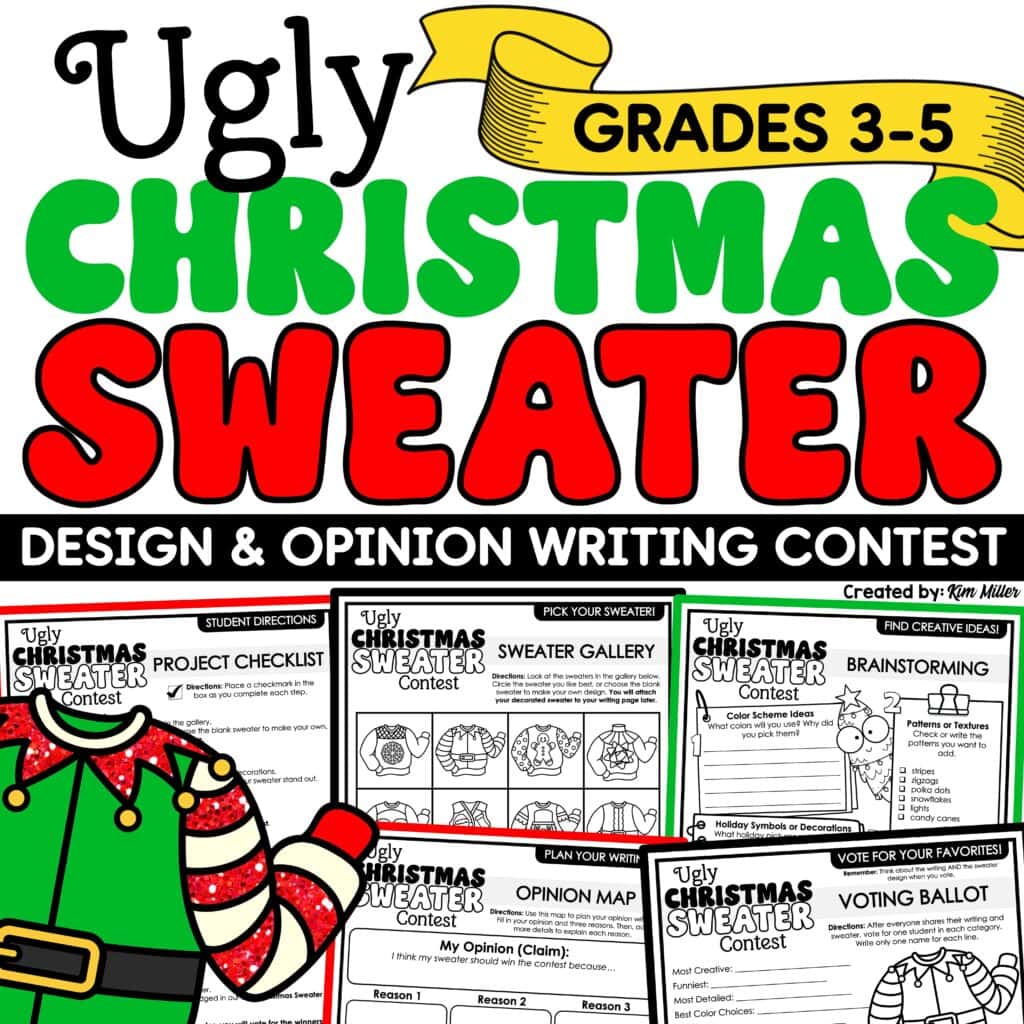 Ugly Christmas Sweater Writing Coloring Template Christmas Craft Opinion Writing