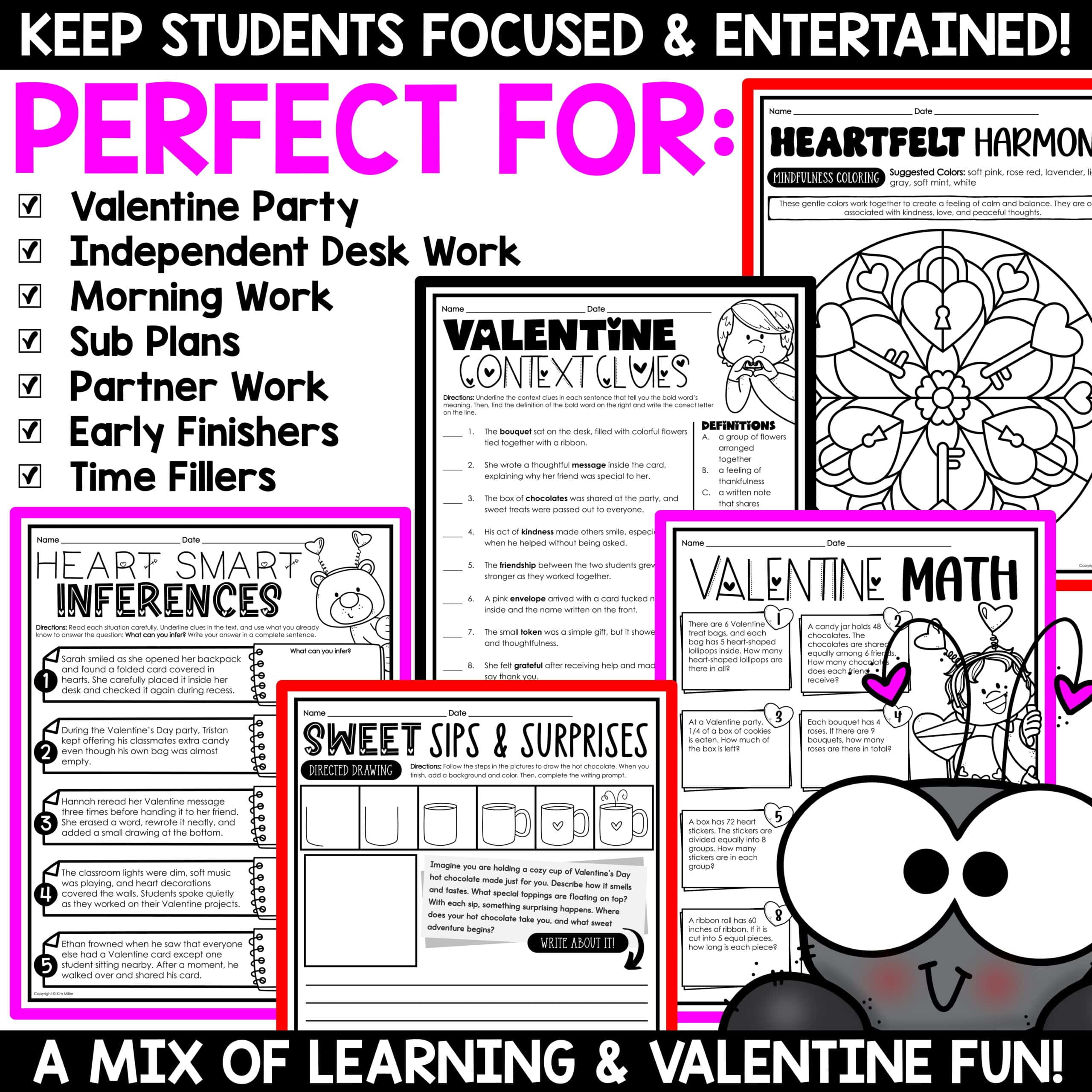 Valentine's Day Party Activities Word Search Coloring Pages Writing Worksheets - Image 3