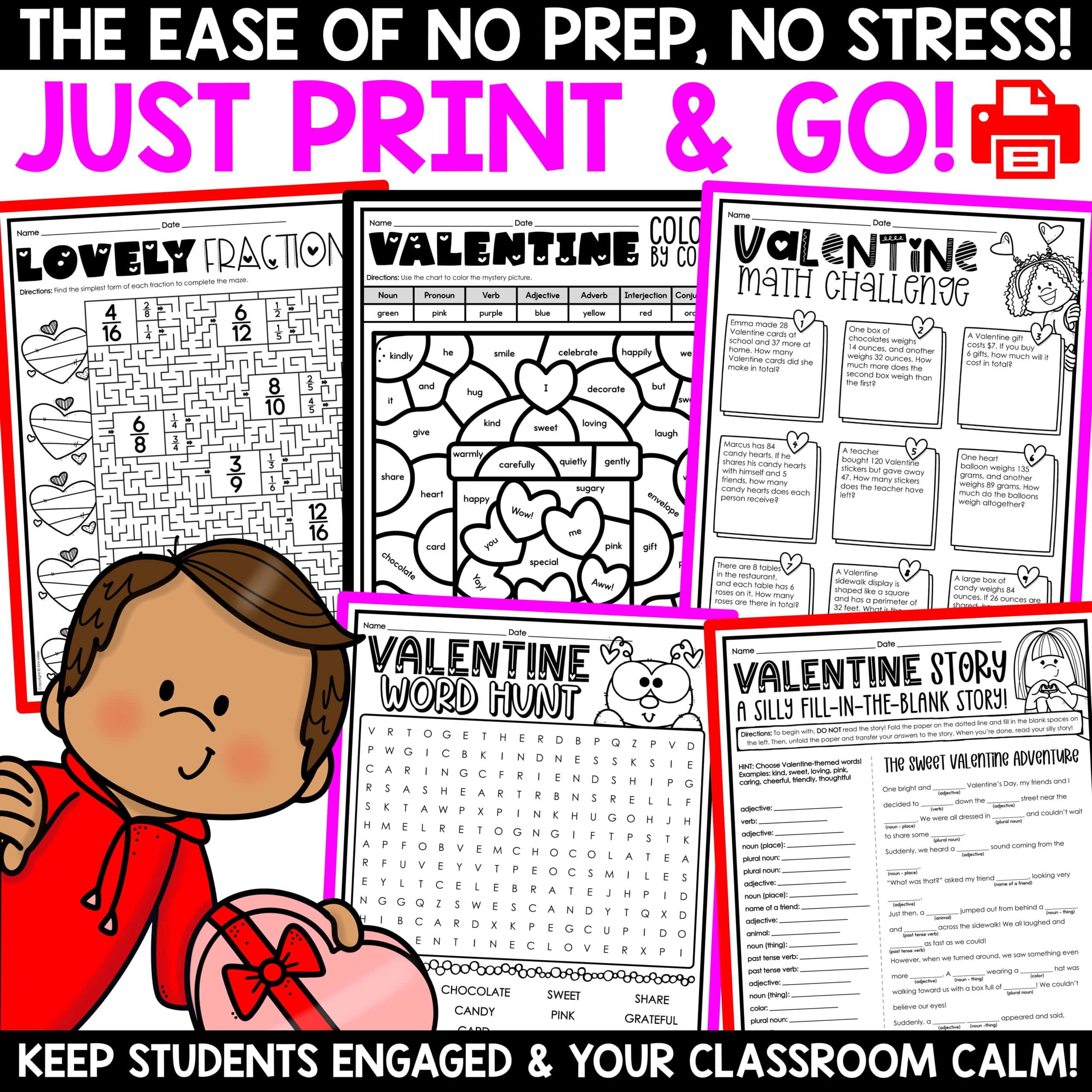 Valentine's Day Party Activities Word Search Coloring Pages Writing Worksheets - Image 4