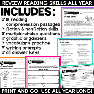 3rd 4th 5th Grade Reading Passages with Comprehension Questions ELA Test Prep
