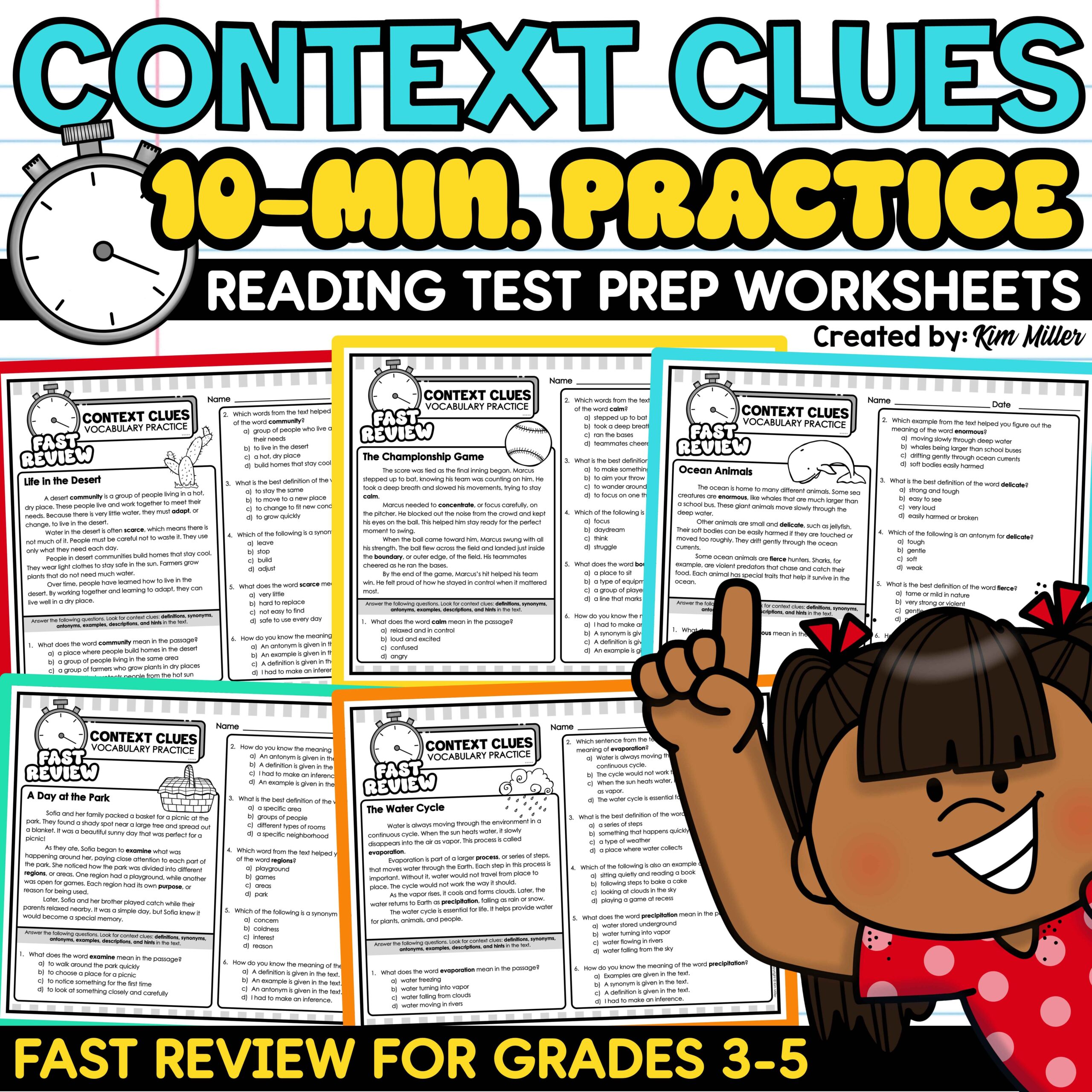 Context Clues Worksheets Vocabulary Activities 3rd 4th 5th Grade ELA Test Prep