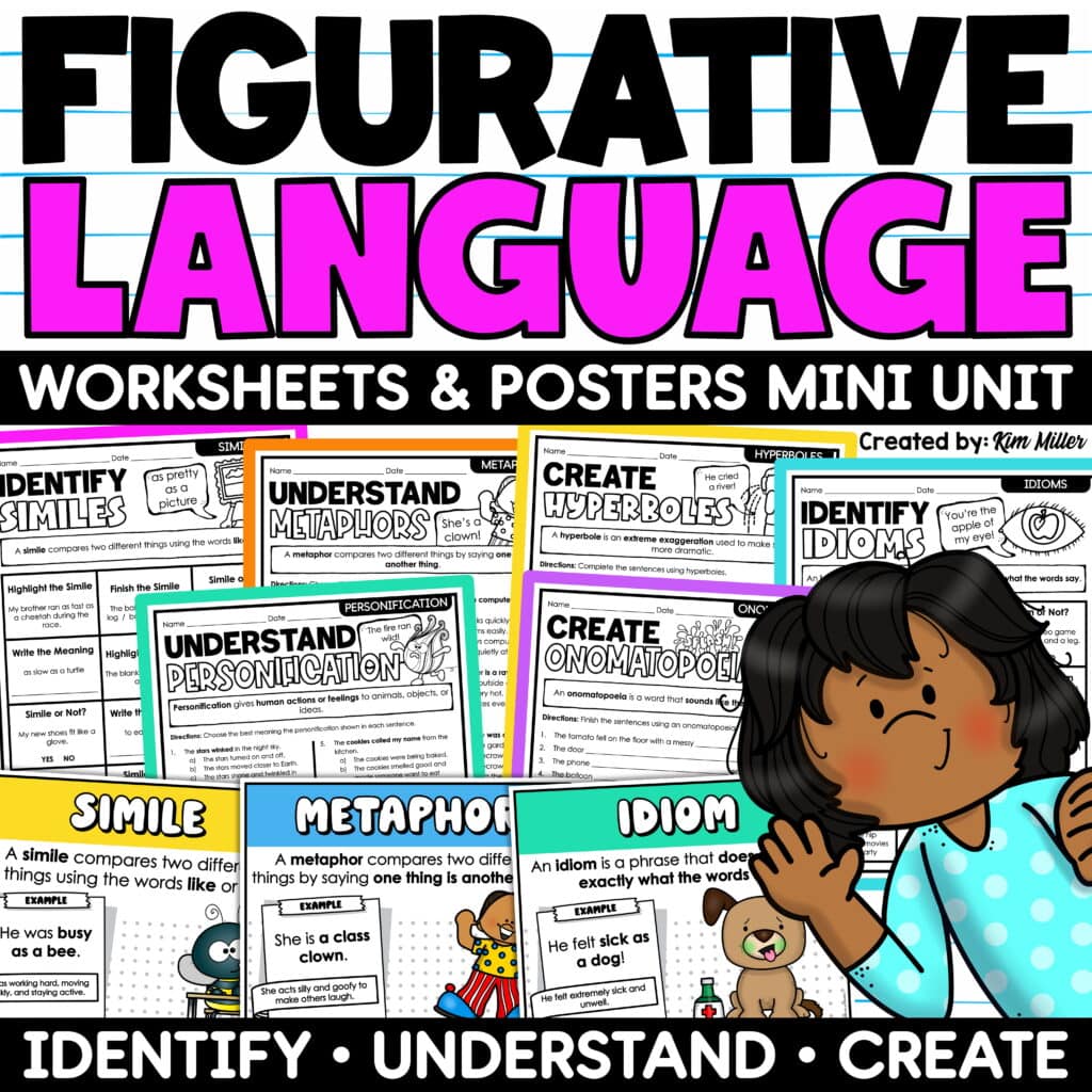 Figurative Language Worksheets Activities Posters | Idioms, Similes & Metaphors