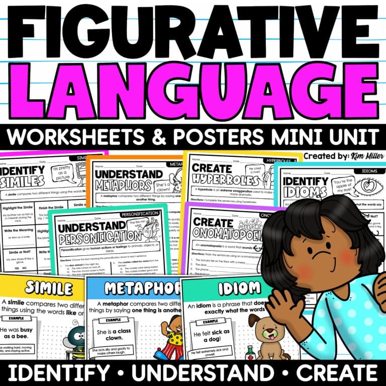 Figurative Language Worksheets Activities Posters | Idioms, Similes & Metaphors