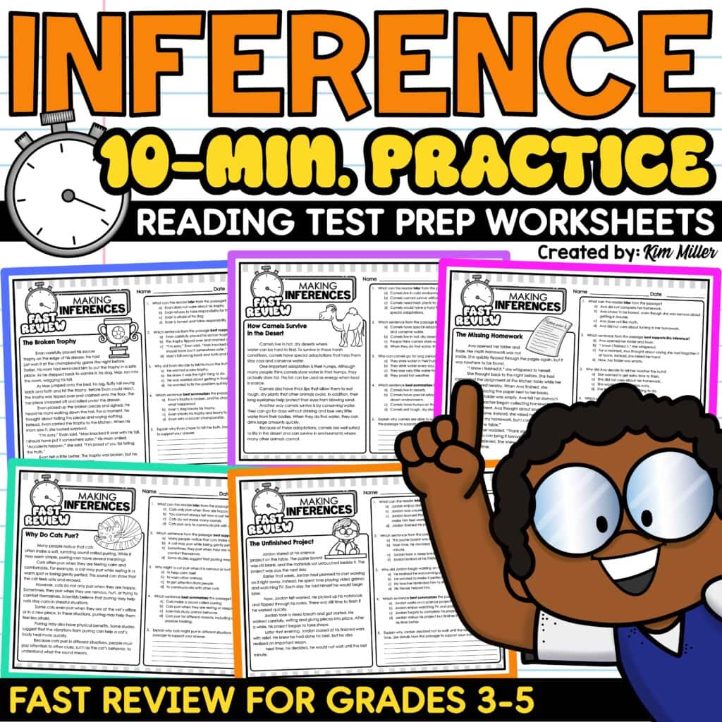Making Inferences Worksheets Inferencing Activities 3rd 4th 5th Grade ELA Test Prep