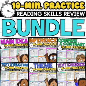 ELA Test Prep Reading Comprehension Worksheets 3rd 4th 5th Grade BUNDLE