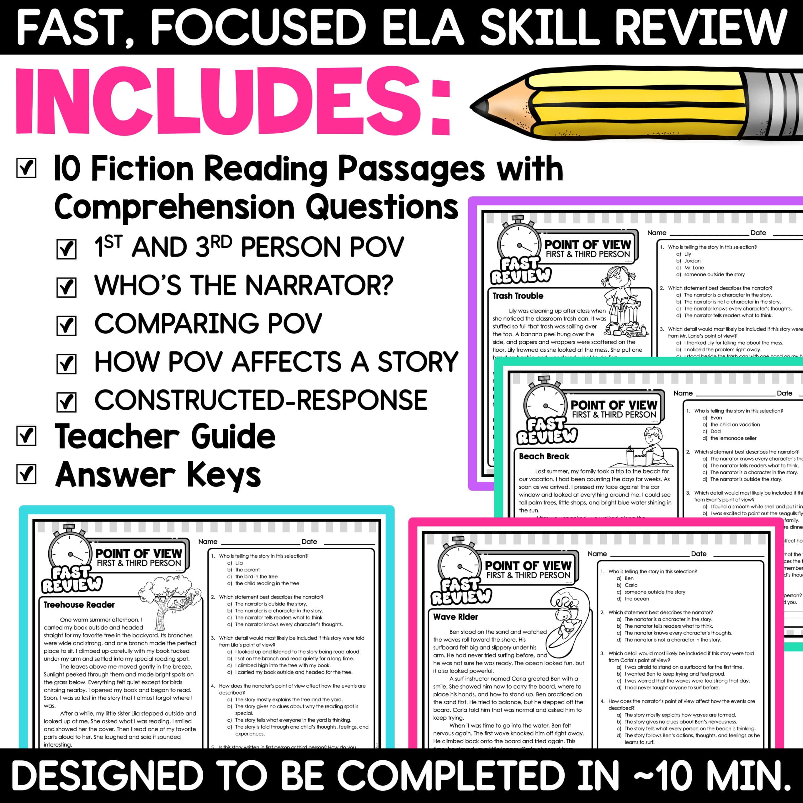 Point of View Worksheets Practice 3rd 4th 5th Grade ELA Reading Test Prep - Image 2