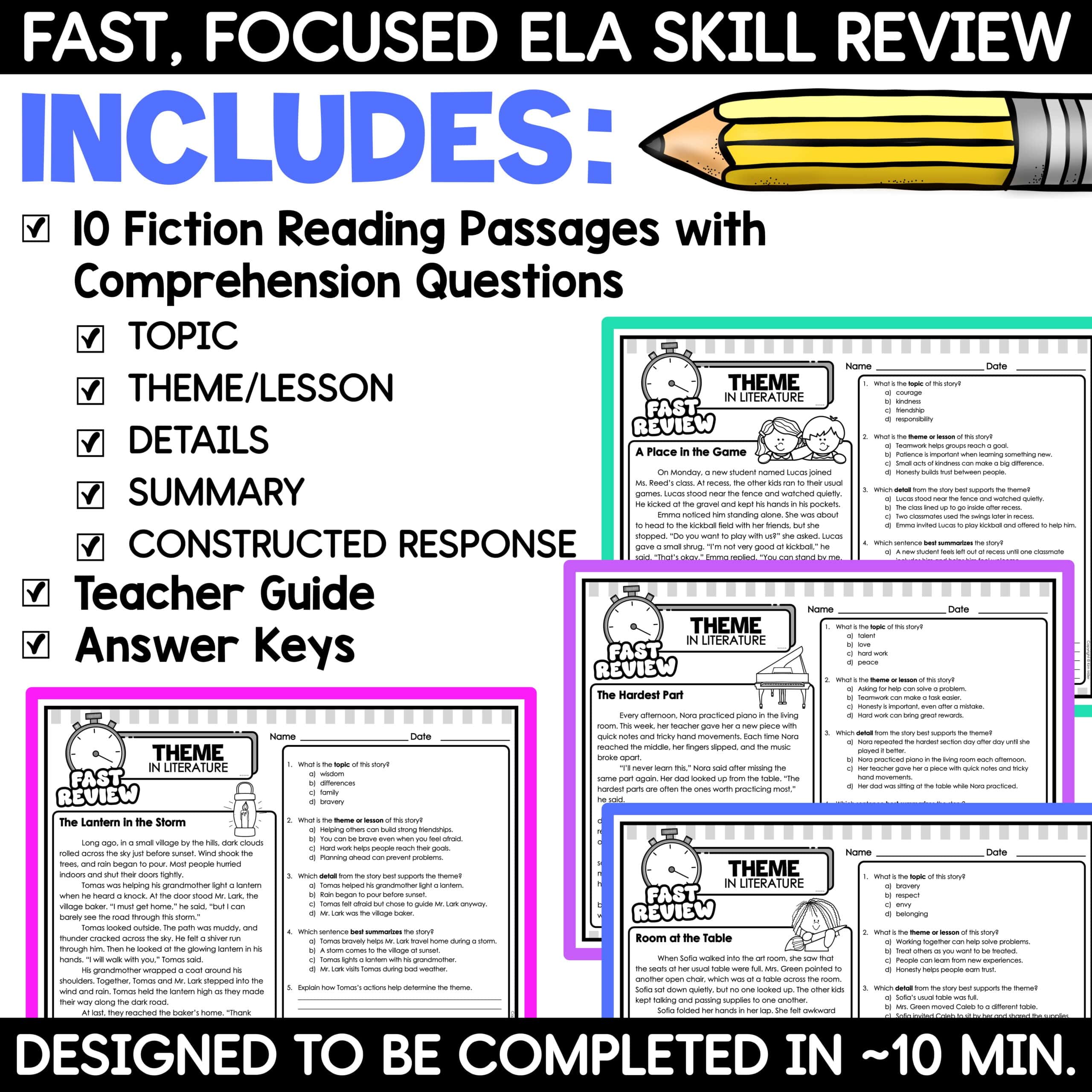 Finding Theme Worksheets Identifying Theme 3rd 4th 5th Grade ELA Test Prep - Image 2