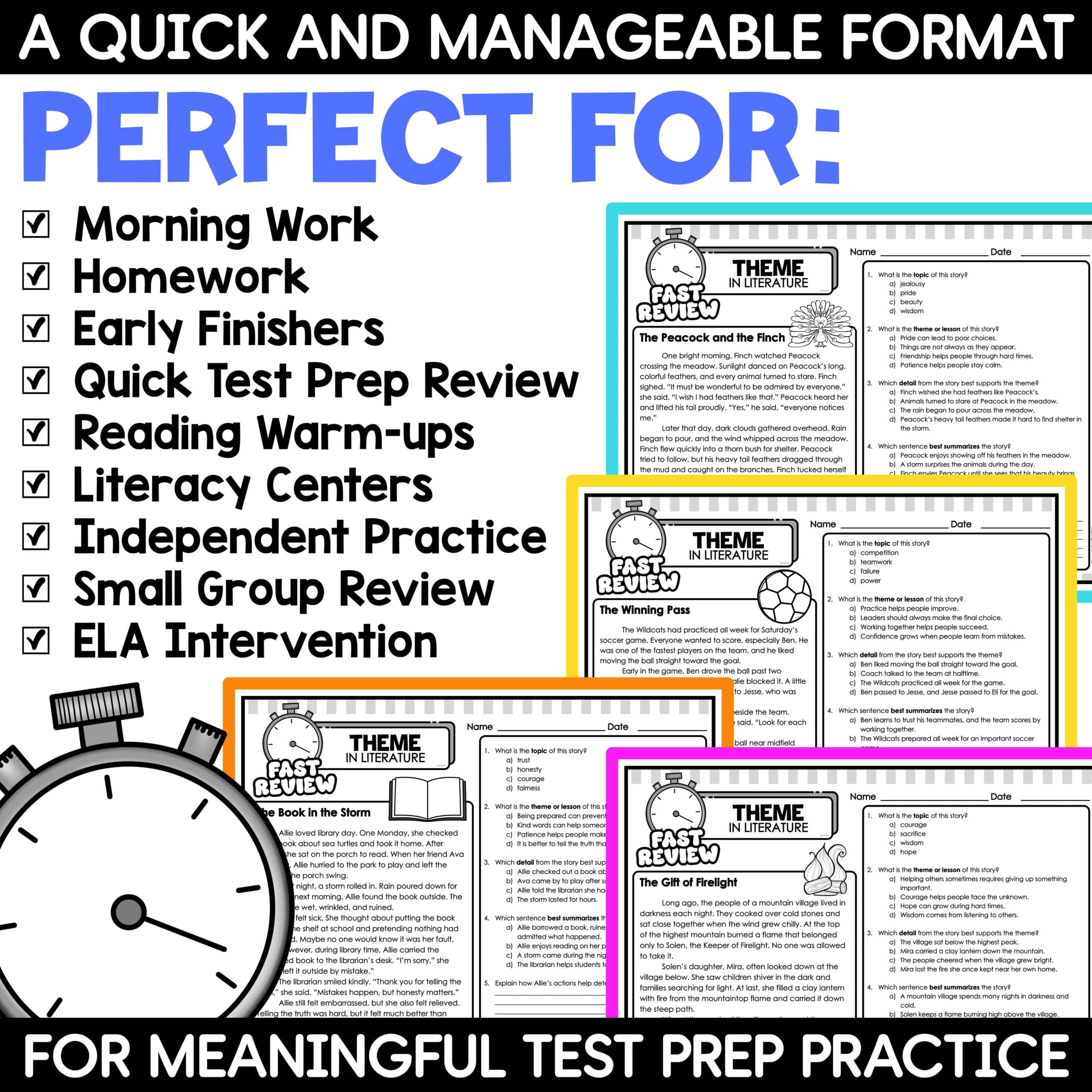 Finding Theme Worksheets Identifying Theme 3rd 4th 5th Grade ELA Test Prep - Image 3