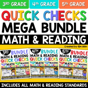 3rd 4th 5th Grade Math Spiral Review ELA Test Prep Reading Comprehension Bundle