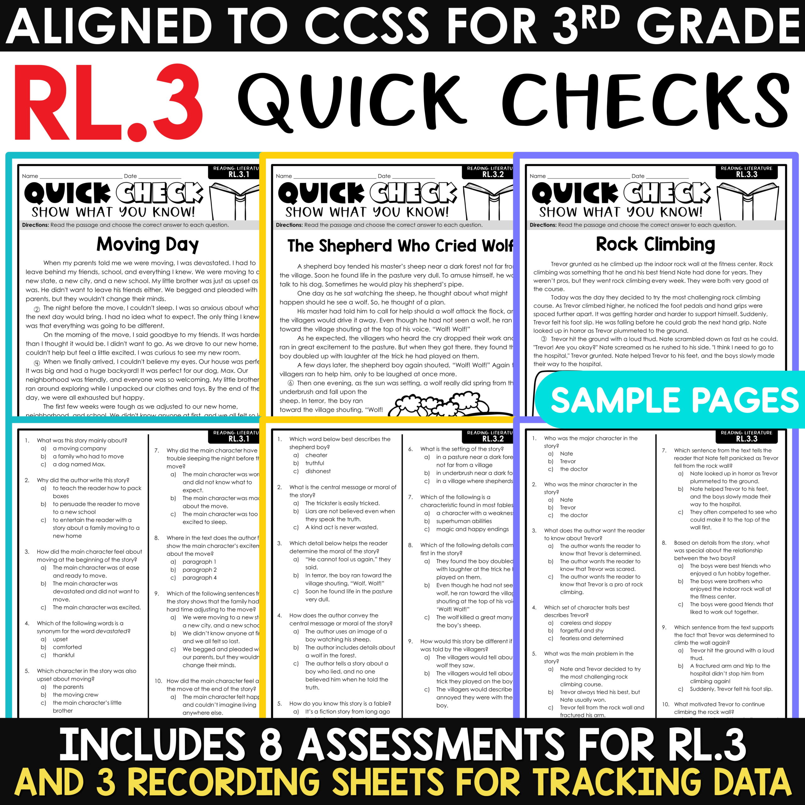 3rd 4th 5th Grade Math Spiral Review ELA Test Prep Reading Comprehension Bundle - Image 11