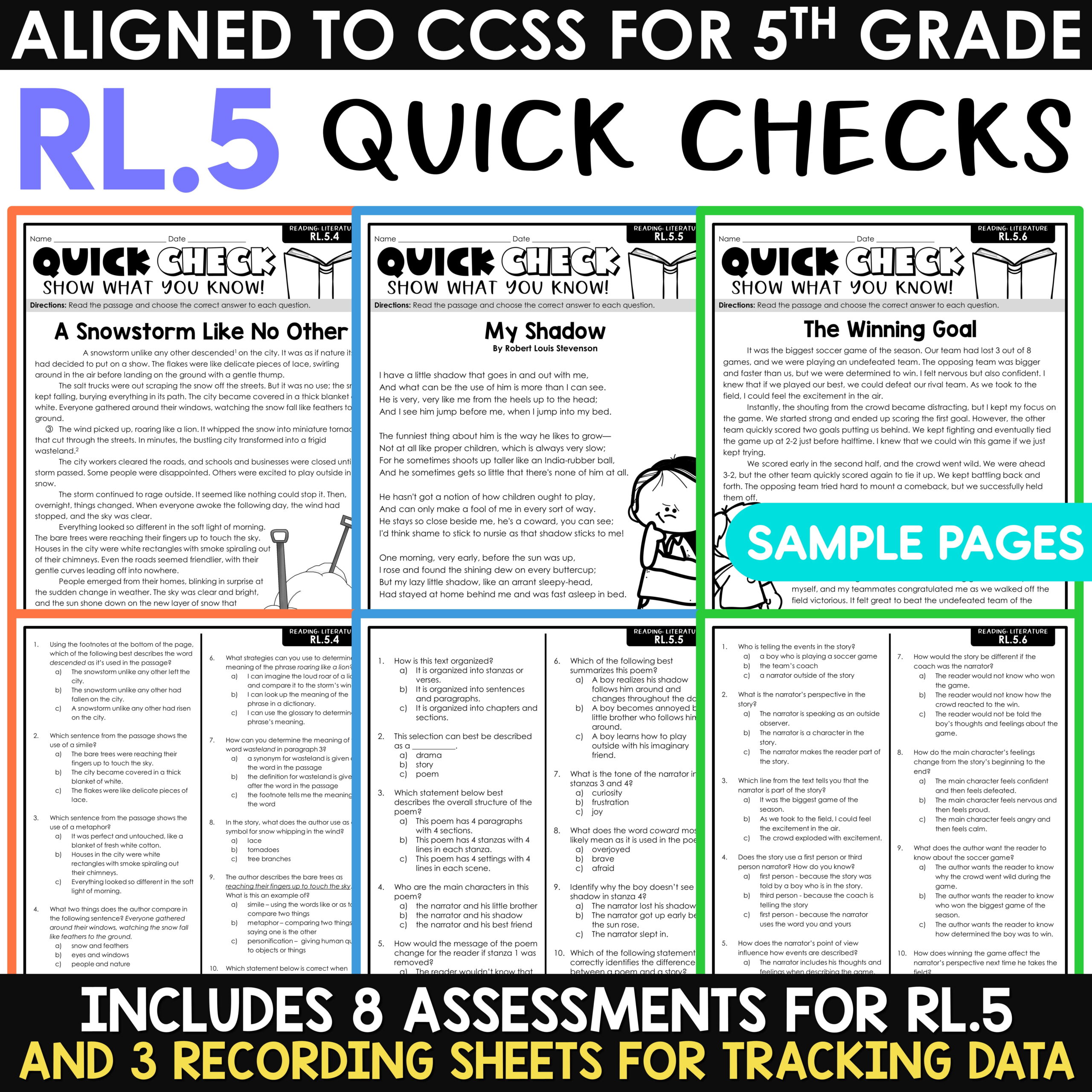 3rd 4th 5th Grade Math Spiral Review ELA Test Prep Reading Comprehension Bundle - Image 15