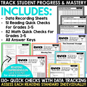 3rd 4th 5th Grade Math Spiral Review ELA Test Prep Reading Comprehension Bundle