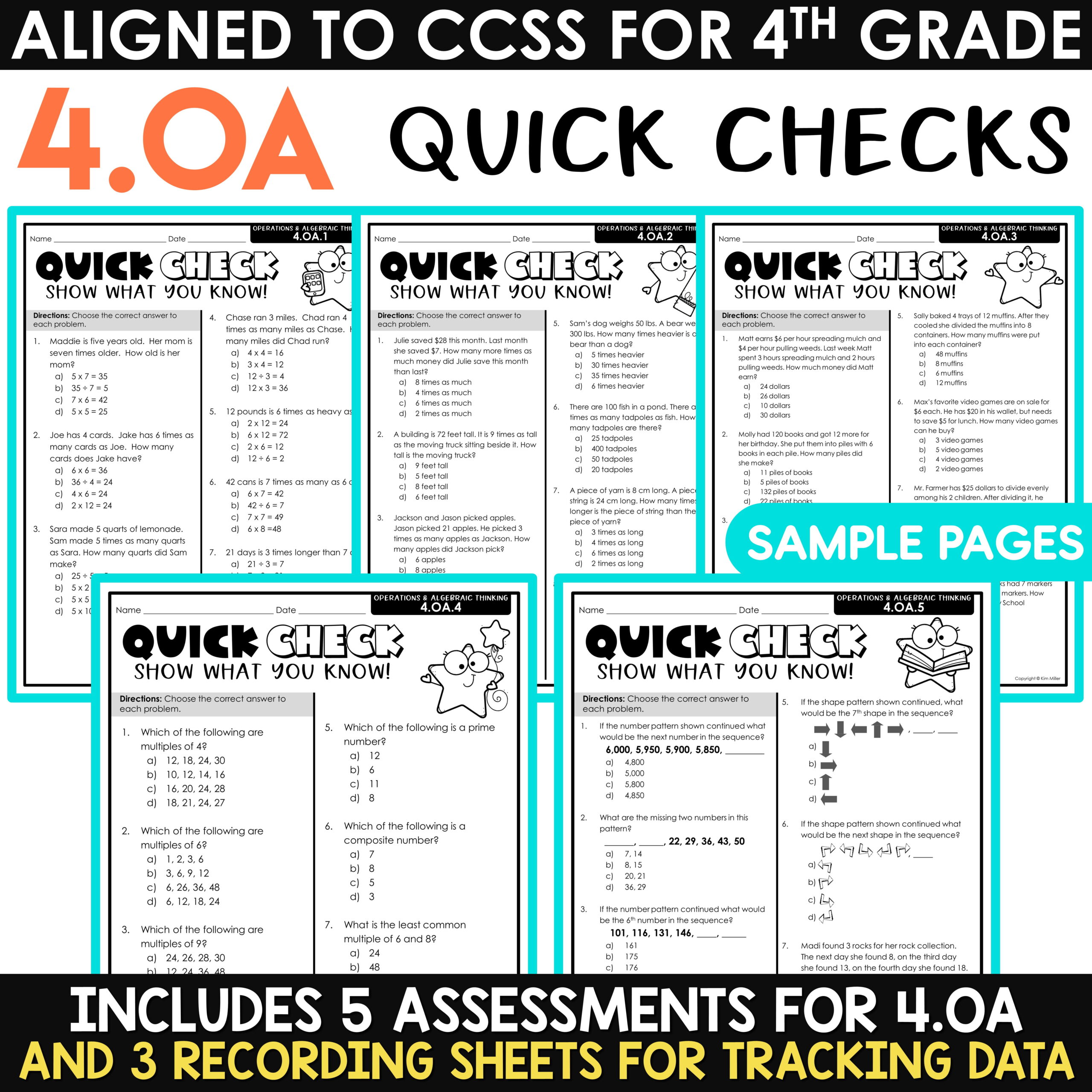 3rd 4th 5th Grade Math Spiral Review ELA Test Prep Reading Comprehension Bundle - Image 6