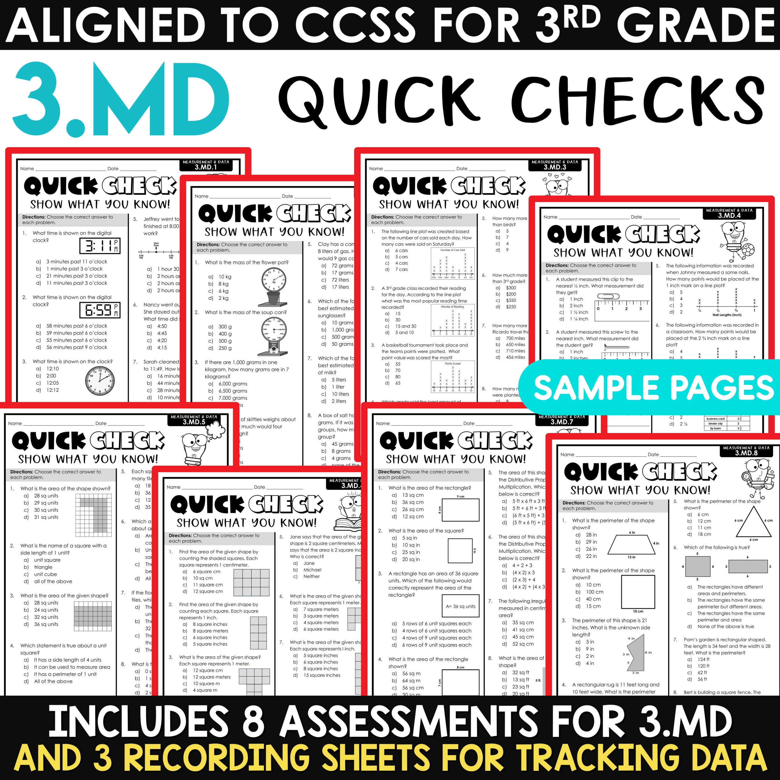 3rd 4th 5th Grade Math Spiral Review ELA Test Prep Reading Comprehension Bundle - Image 8