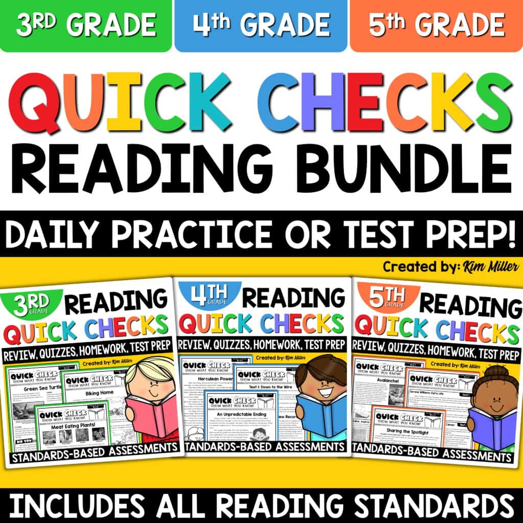 3rd 4th 5th Grade ELA Test Prep Reading Comprehension End of Year Review Bundle