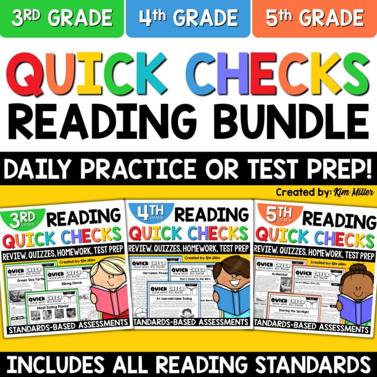 3rd 4th 5th Grade ELA Test Prep Reading Comprehension End of Year Review Bundle