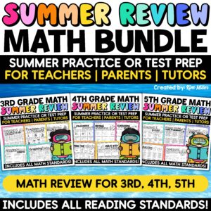 3rd 4th 5th Grade Math Review Packets Summer Math End of Year Activities BUNDLE