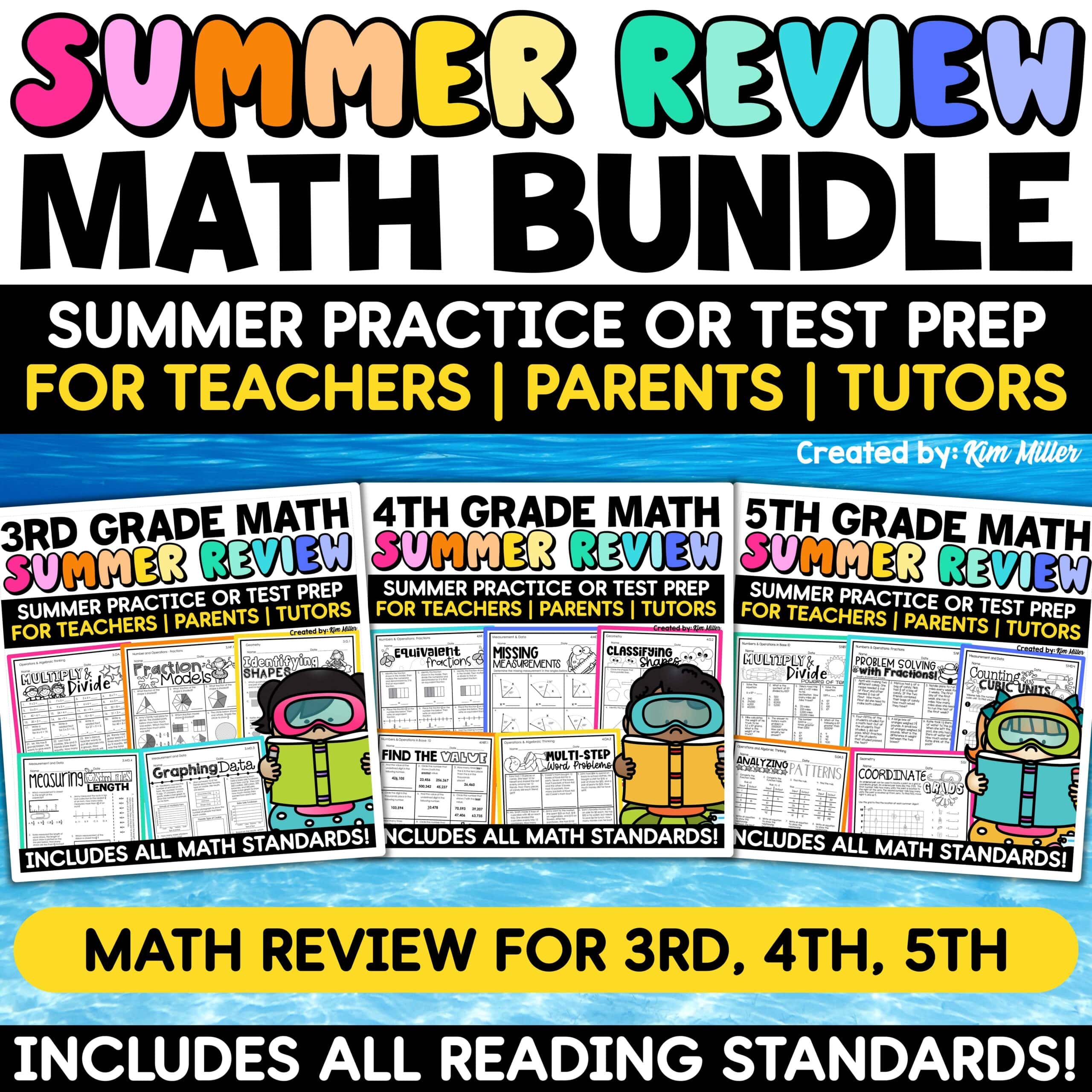 3rd 4th 5th Grade Math Review Packets Summer Math End of Year Activities BUNDLE