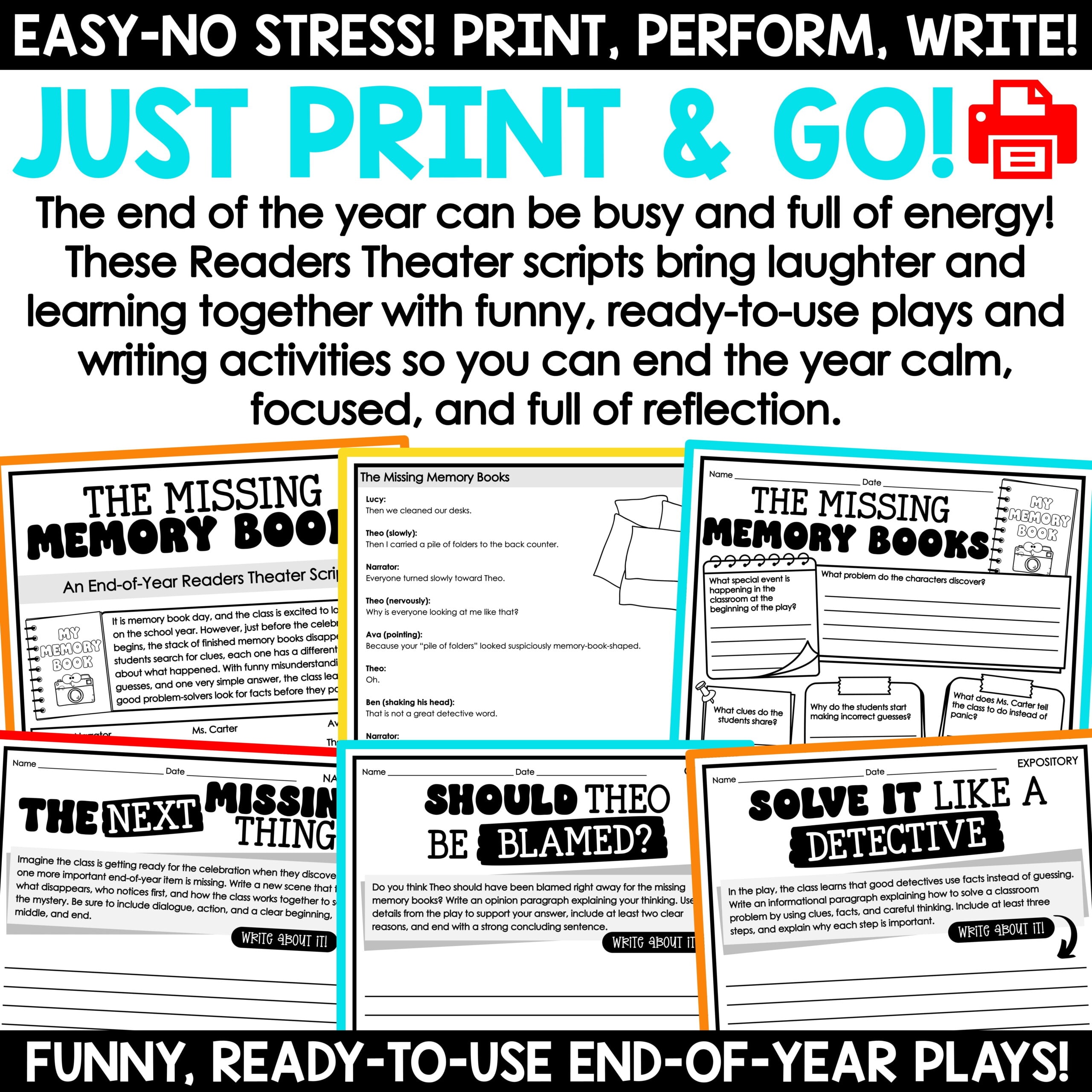 Readers Theater Scripts 3rd 4th 5th Grade End of Year Reading Writing Activities - Image 4