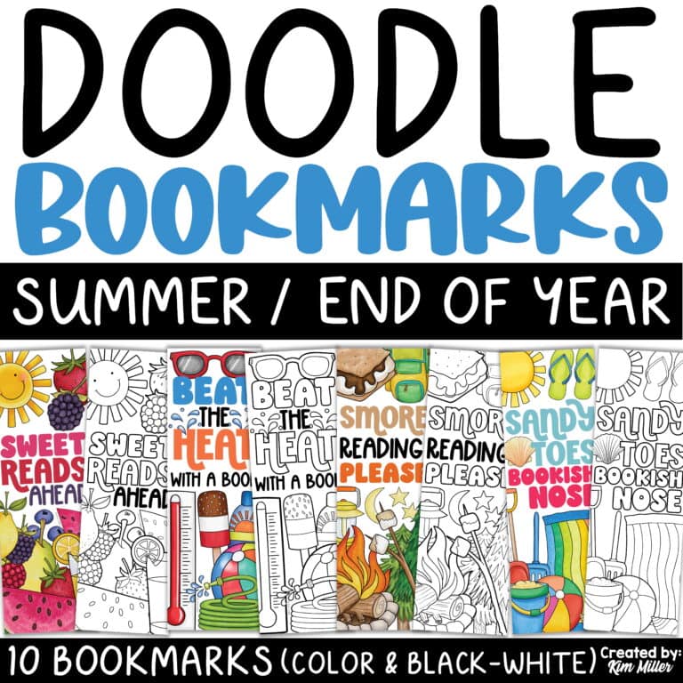 Summer Bookmarks End of the Year Activities Gifts to Students Bookmarks to Color