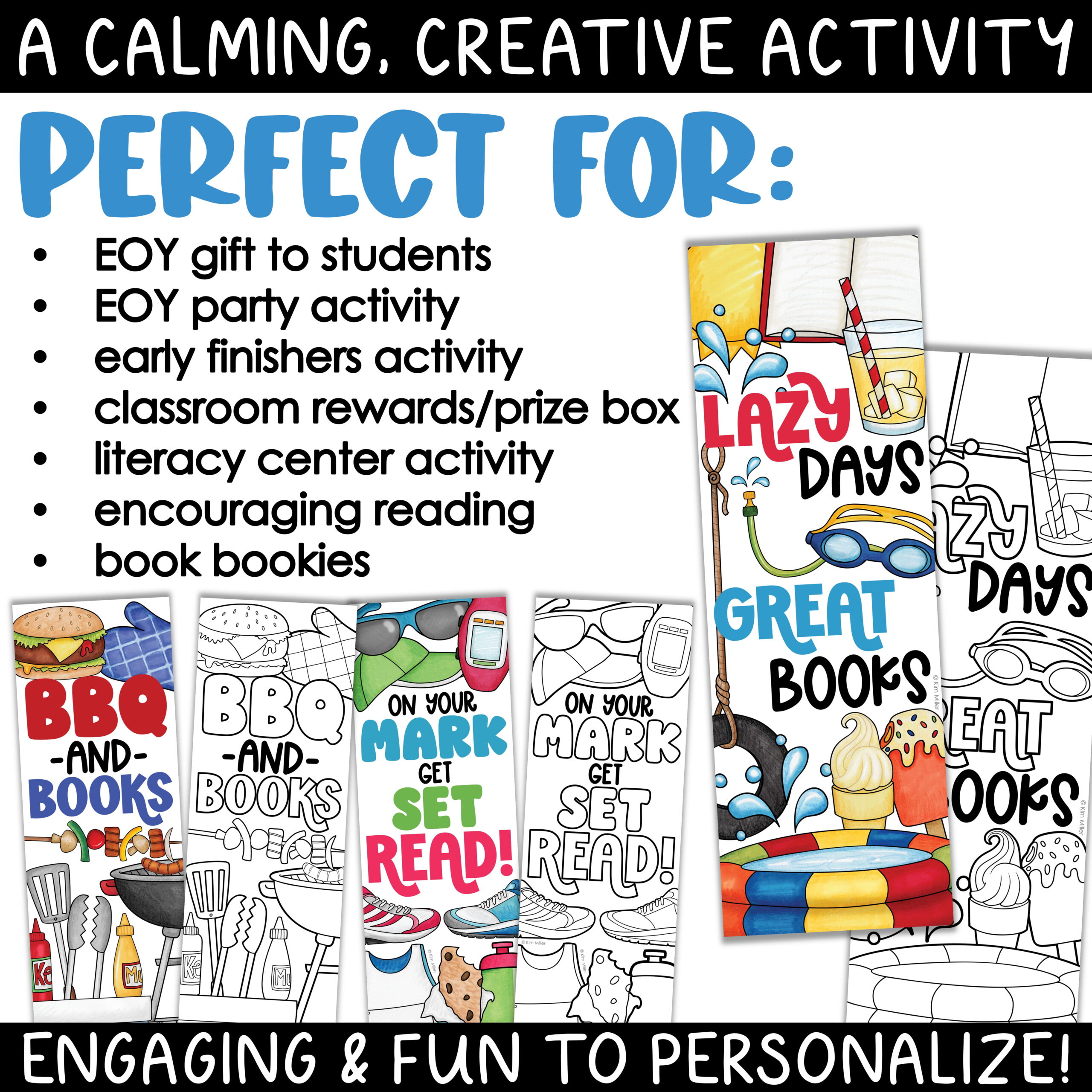 Summer Bookmarks End of the Year Activities Gifts to Students Bookmarks to Color - Image 3