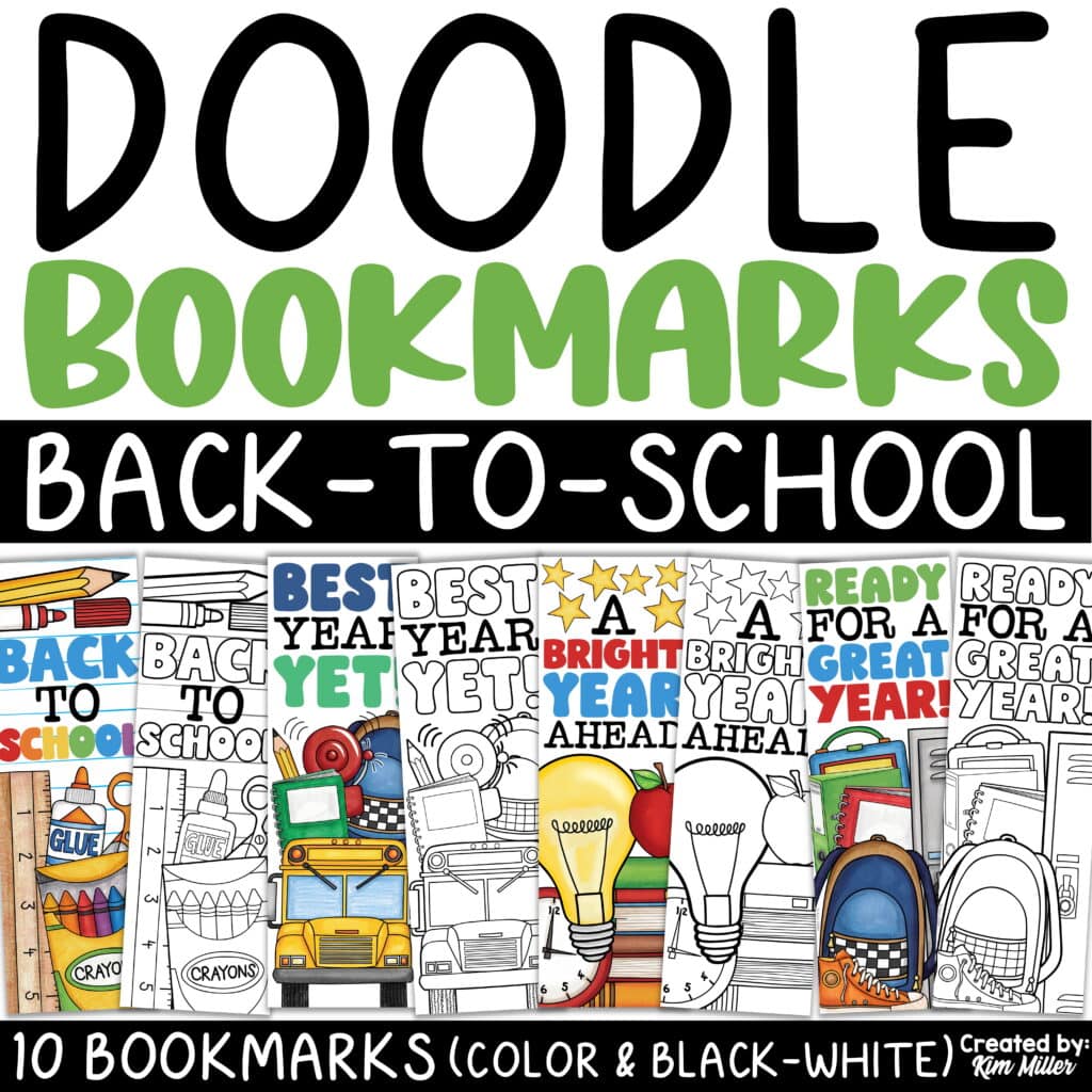 Back to School Printable Bookmarks to Color | First Day of School Coloring Pages