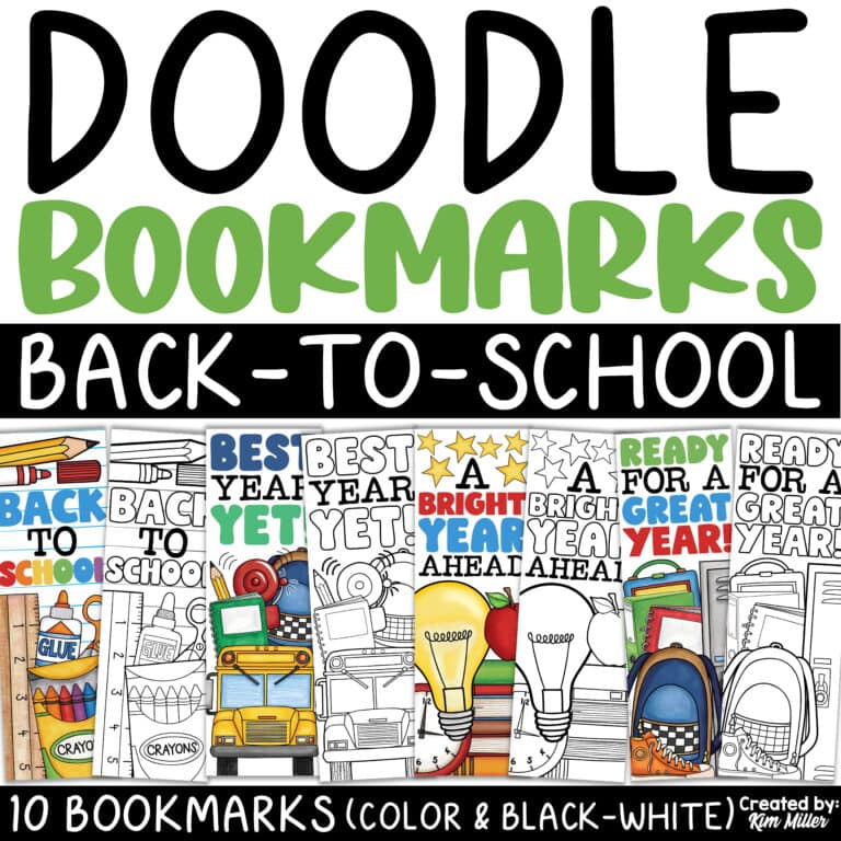 Back to School Printable Bookmarks to Color | First Day of School Coloring Pages