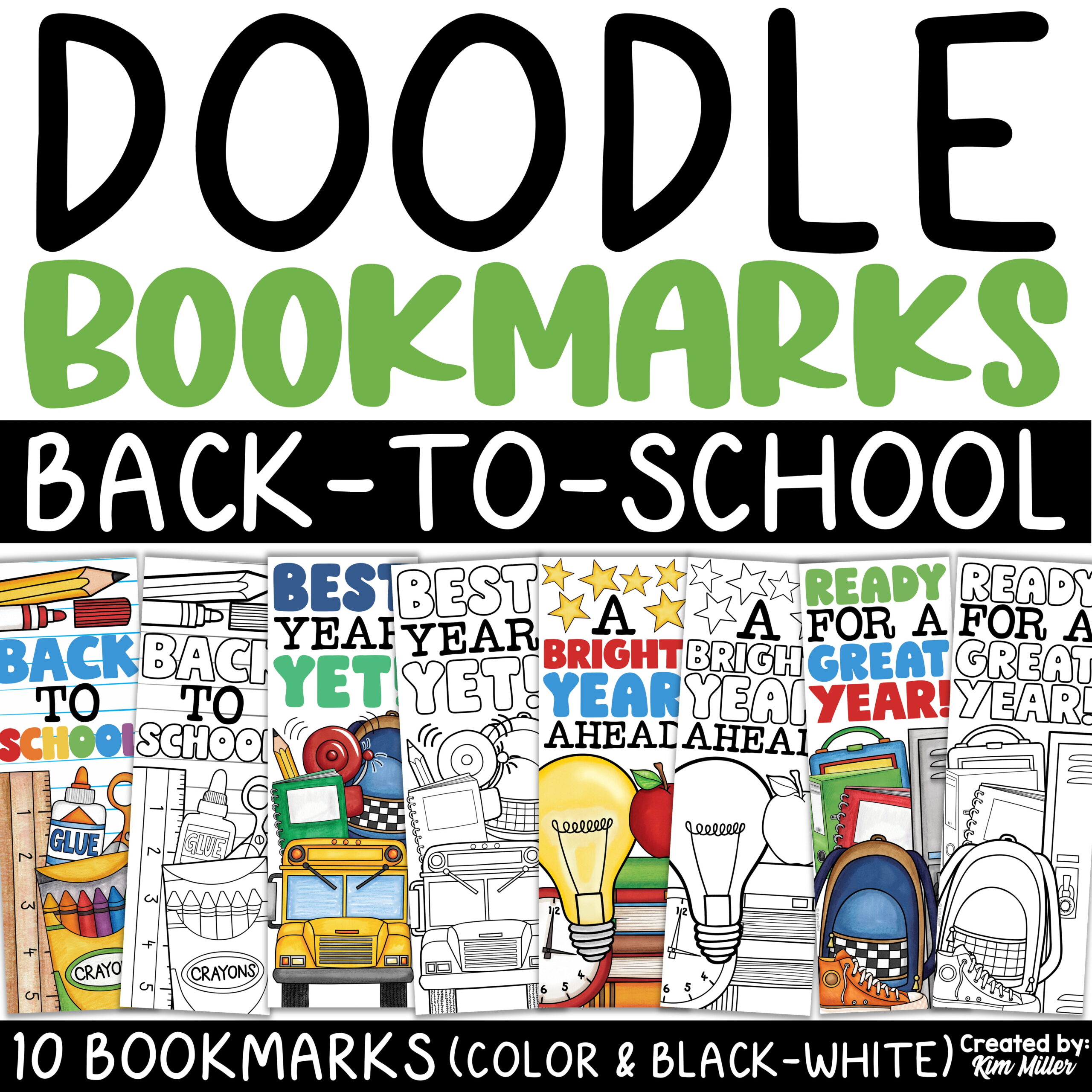 Back to School Printable Bookmarks to Color | First Day of School Coloring Pages