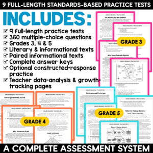 3rd 4th 5th Grade Reading Comprehension Passages Test Prep Assessments Bundle