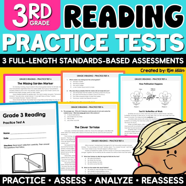 3rd Grade Reading Comprehension Passages and Questions ELA Test Prep Assessments
