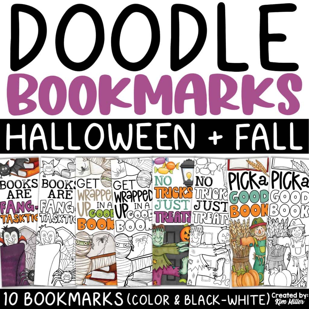 Halloween Fall Bookmarks to Color | Halloween Activities Craft & Coloring Pages