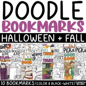 Halloween Fall Bookmarks to Color | Halloween Activities Craft & Coloring Pages