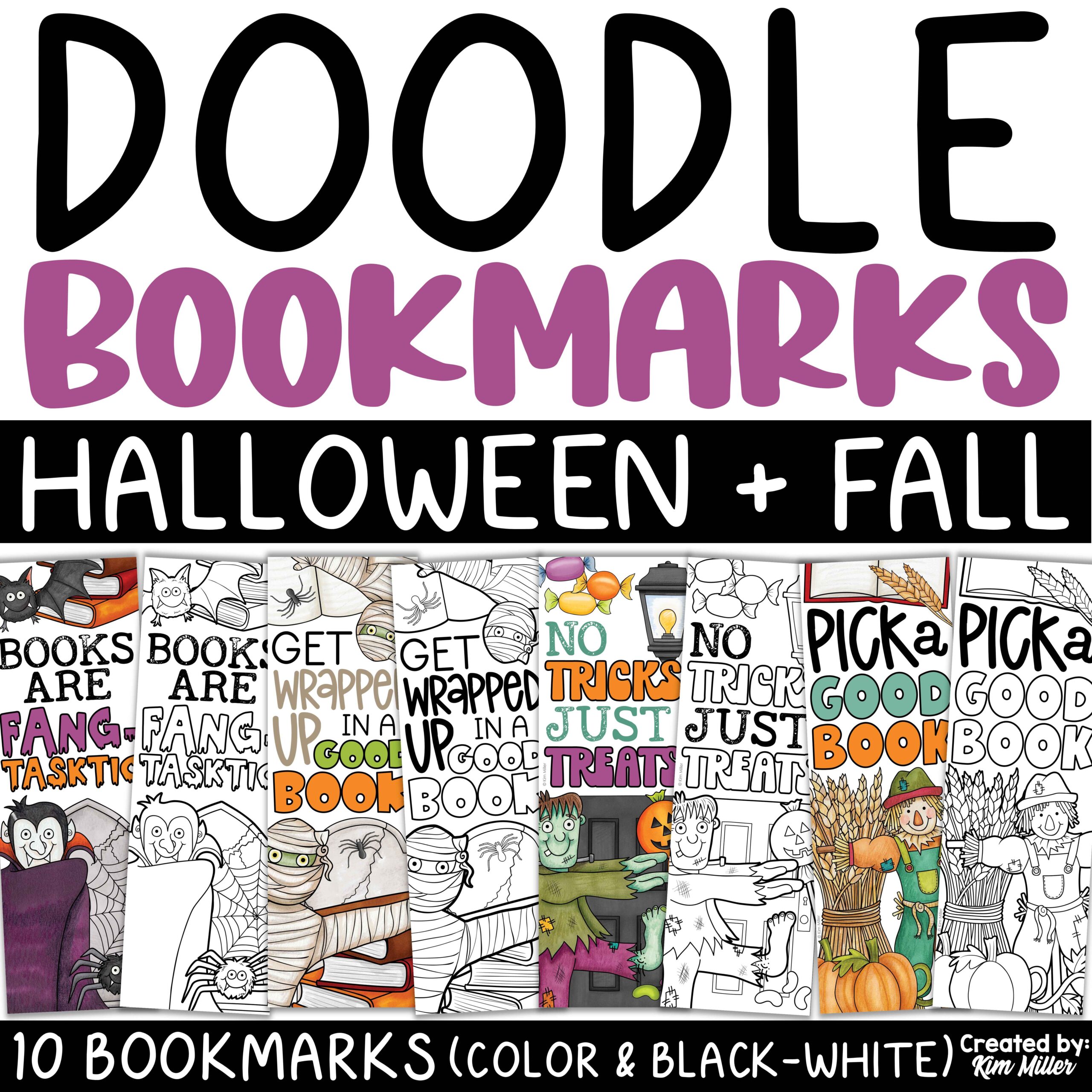 Halloween Fall Bookmarks to Color | Halloween Activities Craft & Coloring Pages